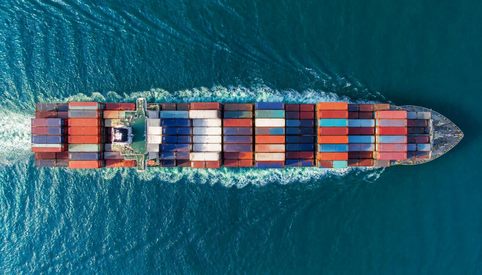 Container ship at sea