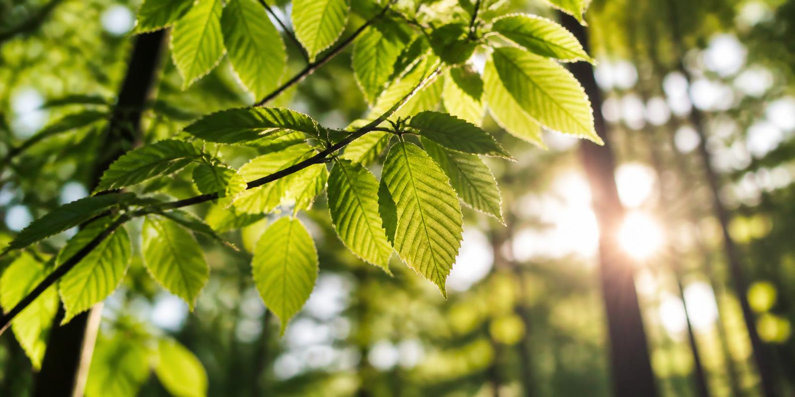 Sunlit green leaves